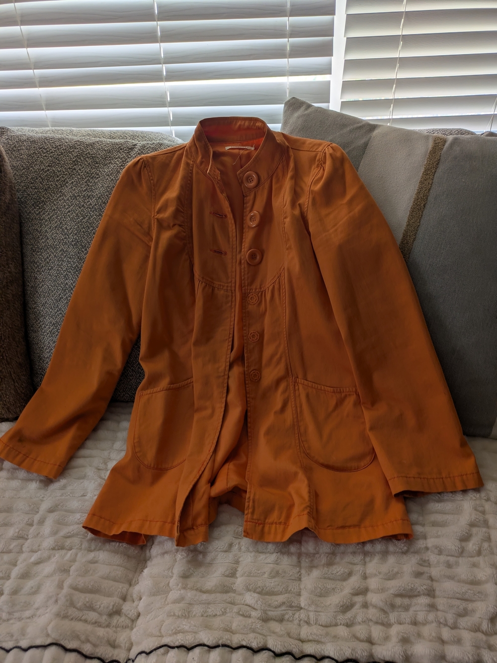 Women's Orange Button-Front Cotton Jacket